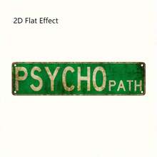 2D Flat - Halloween Christmas Decor 2D Flat, Vintage "Psychiatry" Metal Sign - 16 Inch X 4 Inch, Wall Decor With Distressed Green Edges And Pre-Drilled Holes | Rounded Corners, Suitable For Home Or Outdoor Spaces (Kitchen) - Multicolor - View 3