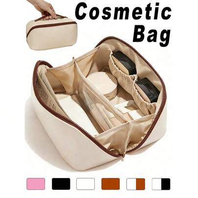 1pc Large Capacity Cosmetic Bag, Portable Waterproof Toiletry Bag, Double Layer Travel Organizer Bag, Makeup Storage Bag, Suitable For Perfume, Face Mask, Cosmetics, Watches, Bracelets, Toiletries, Wet Wipes Etc. Practical Mother's Day Gift, Ideal Easter Gift, Birthday/Graduation Gift, Holiday Travel Essential
