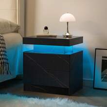 Modern Style Bedside Table With Two Drawers, Easy Assembly, Ample Storage Space, Suitable For Bedrooms And Living Rooms - 黑+金 - 查看 3