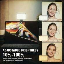 Baijun XU Mini Pocket Soft Light With 1 Clip, 3 Brightness Levels, Portable & Compact, Suitable For Smartphone, Camera, Laptop, Available In Rose Red, Silver, Black, Rose Purple, Great For Photography, Video Calls, Makeup, Lighting - Selfie Light - View 4