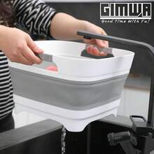 2,6 Gal (10L) Botella de lavabo plegable, Gris Lavabo plegable ahorra espacio con tapón de drenaje para lavar botellas, Cubo plegable Artículos esenciales de cocina para autocaravana Envío local - Gris - Ver 8