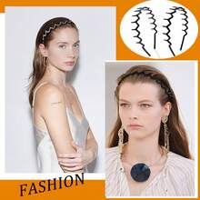 2 Packs 12cm/4.7inch Non-Slip Wavy Headband With Teeth, Durable Acetate Plastic Hair Hoop, Fashion Hair Accessory For Women, Minimalist Chic Style, Tortoiseshell & Solid Black, Zig-Zag Toothed Shape, 2.7cm High Teeth, No-Slip Grip For Thick/Thin Hair, Daily Wear & Styling - A - View 3