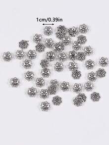 50 chiếc/100 chiếc/300 chiếc nắp hạt hoa hai lớp, nắp bịt đầu hạt rỗng chạm khắc tinh xảo, phụ kiện trang sức DIY đa năng cho bông tai, mặt dây chuyền, vòng cổ, vòng tay. - Nhiều màu - Xem 2