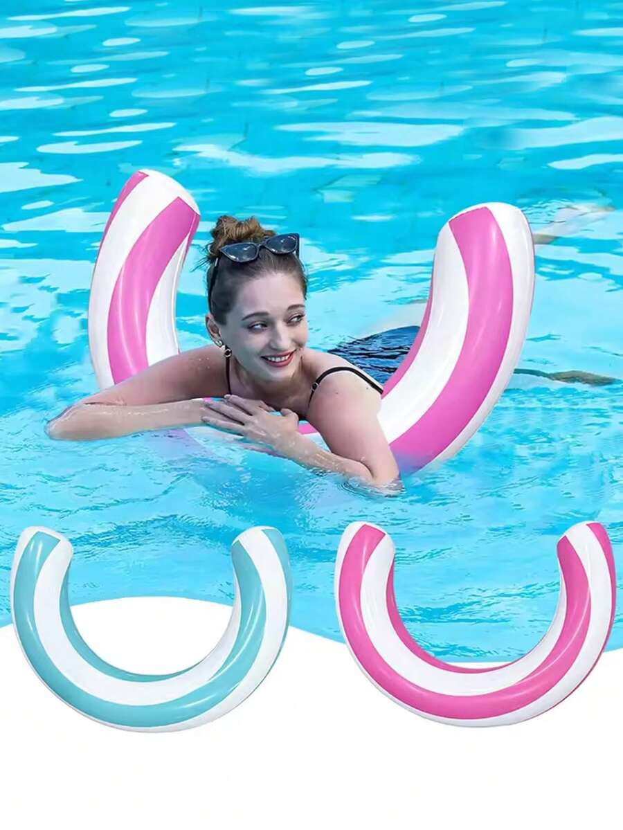 1 pieza Nuevo aro inflable circular para nadar, flotador en forma de arco inflable para piscina, esencial de playa, accesorio de playa - Multicolor - Ver 1