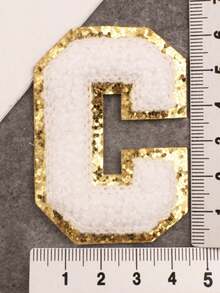26pcs A-Z Letter Patches, Gold Color, Removable Sew-On 3D Embroidered Alphabet Decals, Suitable For Hats, Jeans, Clothes, Bags, DIY Crafts, Fashion Decoration, Jewelry Boxes, Storage Boxes, Phone Cases - White - View 10