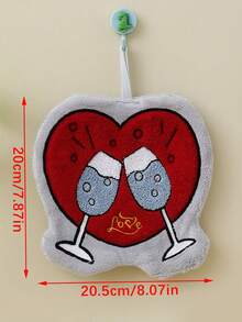 3 pièces/1 pièce Serviette de main super absorbante avec motif de cœur de dessin animé mignon, serviette décorative à suspendre pour la cuisine et la salle de bain, débarbouillette personnalisée - Multicolore - Voir 2