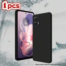 1pc Black Precise Hole Anti-Drop Phone Case, Suitable For MOTO G PLAY 2025/MOTO G 5G 2025/MOTO G PLAY 5G 2026/MOTO G15/MOTO G05/MOTO G35 5G/MOTO G75 5G/MOTO EDGE 50 And Similar Models, Anti-Drop Phone Case, Transparent Phone Case, Minimalist Phone Case, Solid Color Phone Case, TPU Anti-Drop Phone Case - Black - View 1