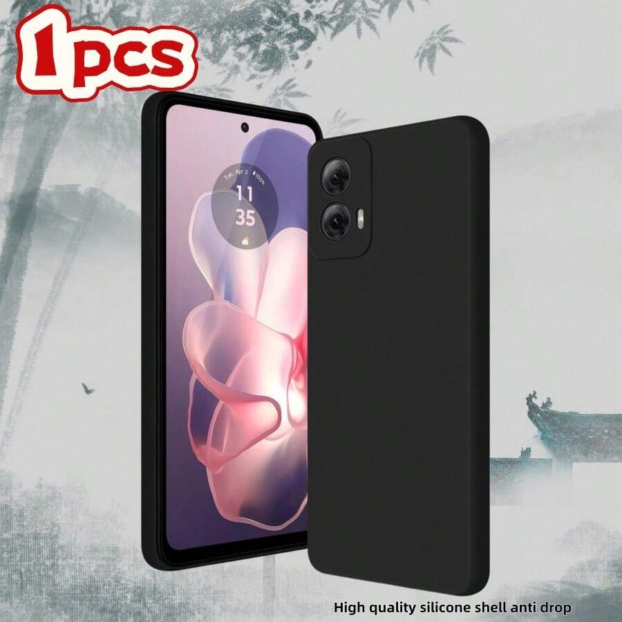 1pc Black Precise Hole Anti-Drop Phone Case, Suitable For MOTO G PLAY 2025/MOTO G 5G 2025/MOTO G PLAY 5G 2026/MOTO G15/MOTO G05/MOTO G35 5G/MOTO G75 5G/MOTO EDGE 50 And Similar Models, Anti-Drop Phone Case, Transparent Phone Case, Minimalist Phone Case, Solid Color Phone Case, TPU Anti-Drop Phone Case - Black - View 1