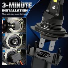 S&D Bombillas LED H7 para faros de coche, 20000LM, mini lámpara con chips 7535 CSP, inalámbrica, sin ventilador, 12V, 6000K - A - Ver 6