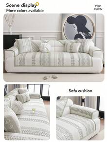 1 件装波西米亚风凉豆沙发垫夏季凉爽坐垫防滑靠背套毛巾防猫抓，适用于 L 型沙发和 1/2/3/4 座沙发。 - 淡綠 - 查看 9