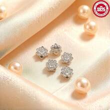 5 buah/kantong manik-manik lotus perak sterling 925, cocok untuk ujung rantai pembuatan gelang, aksesori perhiasan berkualitas untuk DIY. - Perak - View 2