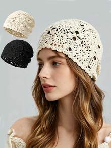 1 chiếc mũ xô nữ đan móc thủ công, vành bèo nhún, kiểu dáng thường ngày, sáng tạo và hài hước. - Kiểu 1 - Xem 13