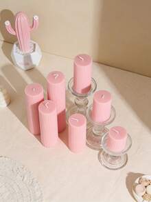 A Series Of Charming Pink Striped Candles Available In Multiple Sizes. These Candles Feature A Refined Striped Design, Exuding An Elegant And Fashionable Ambiance, Making Them Suitable For Various Occasions Such As Mother's Day Gifts, Holiday Decorations, Birthdays, Graduations, Candlelight Dinners, Proposals, Home Decor Accents, And Couple's Gifts. - 1PC - View 7