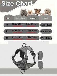 反光宠物胸背带和牵引绳套装，适用于犬猫，防逃脱可调节小型犬胸背带，带柔软网眼 - 咖啡棕 - 查看 2