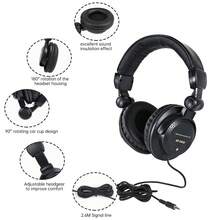 Wired 3.5mm High-Fidelity Studio Monitor Headphones, Suitable For Computer Music And DJ - Black - View 7