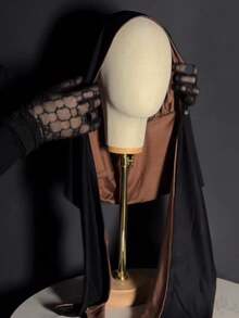 双面双色双层纽扣式端庄头巾，女士纯色弹力透气穆斯林头巾，可快速搭配长袍穿着。 - 彩色 - 查看 10