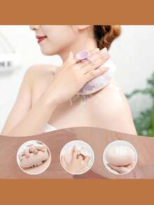 4pcs Bath Sponge Set - Multi-Functional Bath Sponge And Brush, Suitable For High-End Ladies, Bath Sponge And Brush Set With Magnetic Bathroom Hanging Rack - Multicolor - View 3