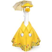 23-Inch Outdoor Lawn Garden Yard Decoration, Spring Rainy Outfit Goose Sculpture, Summer Rainy Outfit Goose Sculpture - A - View 1