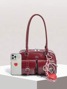 New Bread Knot Multi-Pocket Underarm Bag, Fashionable Beautiful Tones, High Cost-Performance Vintage Minimalist Elegant Ladies' Shoulder Bag, Versatile For Daily, Commuting, Shopping - Red - View 5