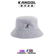 Kangol Kangaroo Fur Round-Brimmed Fisherman Hat For Women, Warm Plush Bucket Hat, Retro And Versatile Flat-Top Water Bucket Hat, Winter Accessory ISVL - [新款平頂]灰色兔毛漁夫帽 - 查看 2