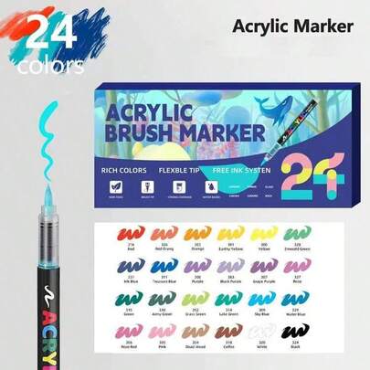 Bộ bút dạ acrylic đầu mềm, 12/24/36/48/60/75/120/168 màu, thích hợp vẽ trên gỗ, vải bố, đá, tranh trên đá, bề mặt gốm sứ, có thể dùng để làm thiệp Giáng sinh, đồ dùng cần thiết cho năm học mới.