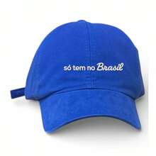 Unisex Dad Hat In 100% Cotton Twill With Curved Brim, Custom Designed. Only Available In Brazil. - Màu xanh hoàng gia với họa tiết thêu trắng. - Xem 1