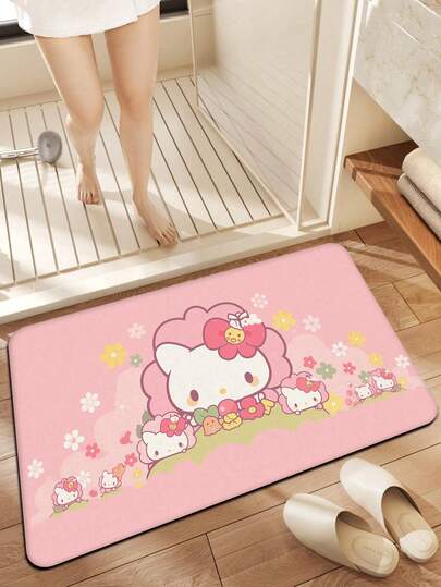  Thảm lót sàn nhà tắm chống trượt in hình Hello Kitty dễ thương của SANRIO - Họa tiết mèo con màu hồng | Thảm phòng khách, thảm nhà bếp, trang trí nhà hiện đại, thảm hành lang, thảm tiền sảnh, thảm trải sàn, thảm lối vào trong nhà, thảm cửa trước, thảm trang trí nhà bếp, thảm phòng khách, thảm phòng tắm - Vật dụng thiết yếu cho phòng tắm
