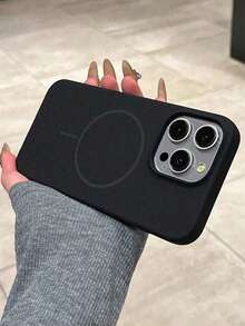 New Ultra-Thin Matte Minimalist Magnetic Adsorption Phone Case For IPhone 17 ProMax, 16 Pro, 14 Plus, 13, 15 Pro, 12 - Simple Texture, Full Coverage, Anti-Slip - Black - View 3