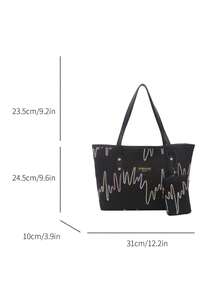 Fashionable Solid Color Tote Bag - Black - View 5