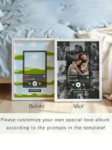 1张可定制音乐海报帆布模板，歌曲照片拼贴画，可作为庆祝礼物、房间装饰、定制墙面艺术、个性化照片、可定制产品，可选配画框 - 彩色 - 查看 2