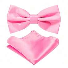Men's Solid Color Pre-Tied Bow Tie And Pocket Square Set, Casual Men's Necktie - Multicolor - View 14