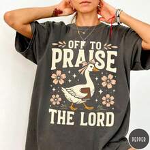 Off To Praise The Lord  Colors® T-Shirt, Bible Verse Christian Tee, Faith Goose Shirt,  Church Shirt, Christianity Graph - 黑色 - 查看 1