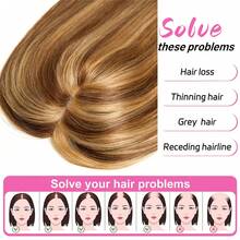 CEXXY Best Virgin Human Hair With Wefted Topper With 5x5 Inch HD Lace Base Topper Natural Black Hair Clips In Hair Extensions Hairpieces For Woman - S4/27 - Xem 7