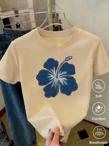 New Short-Sleeved T-Shirt For Spring-Summer, Weight. Cartoon Print. - Apricot - View 3