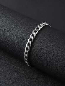 4 piezas Conjunto de joyería de acero inoxidable para hombres, collar con colgante de cruz, cadena cubana, cadena de serpiente y anillo de cruz, joyería de uso diario de estilo hip hop y punk - Plateado - Ver 6