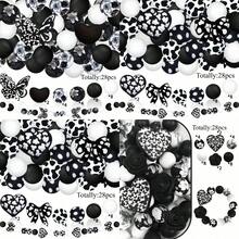 28pcs Silicone Beads, Black & White Bowknot Heart Rose Floral Print Design, Suitable For Jewelry Making, DIY Bracelets, Lanyards, Beaded Pens, Holiday Decorations And Crafts - Ideal Birthday, Spring/Summer, Father's Day, Mother's Day Gift Accessories - Beading Kit, Beading Supplies - 28pcs - View 12