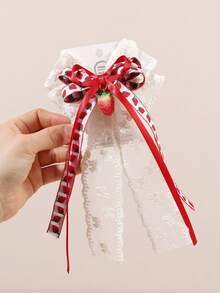 1 pieza Lazos de pelo con forma de fresa linda para niñas, moños de encaje con forma de fruta, pinzas de cocodrilo, pasadores con forma de fresa linda para el cabello de niñas para uso diario, fiestas, regalos festivos para niñas y adolescentes, accesorios para el cabello - Multicolor - Ver 6