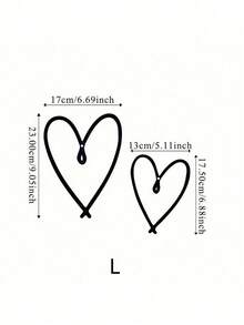 2pcs Set Minimalist Metal Double Heart Wall Decor, Black Iron Hollow Heart Shaped Wall Art Sculpture, Modern Minimalist Style Wall Hanging Suitable For Bedroom, Living Room, Entryway, Home, Outdoor Yard Decoration, Perfect Romantic Gift For Valentine's Day, Wedding, Anniversary, Christmas And New Year, Couples, Wedding And Housewarming - Black - View 14