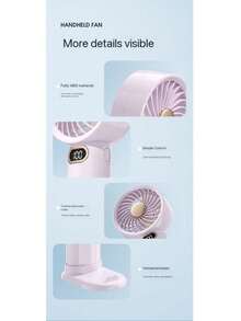 MEET SUN 1个+1200mAh锂电池+可充电+数字显示高速手持风扇+手机支架底座+挂绳+100档风速+手持/立式+便携式风扇+夏季降温设备+随机包装 - 手持 - 查看 7