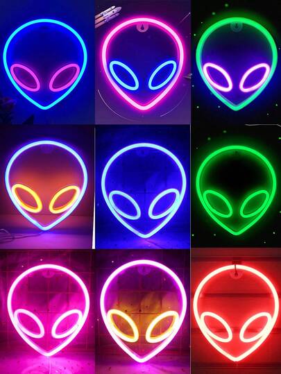 1 đèn LED neon hình người ngoài hành tinh, kèm móc treo, dùng nguồn USB và pin, thích hợp trang trí phòng ngủ, tường, tiệc tùng, ký túc xá, phòng chơi game, cũng có thể làm quà sinh nhật cho bạn bè hoặc trẻ em.
