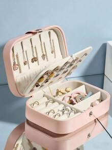 1pc Travel Jewelry Storage Box, Portable Jewelry Box, Anti-Oxidation Jewelry Box, Multi-Function Ring Box, Scratch-Resistant Jewelry Display Box, Makeup Box, Suitable For Rings, Necklaces, Bracelets, Earrings, Studs And More, Gift For Girls And Bridesmaids, Travel Essential - Multicolor - View 16