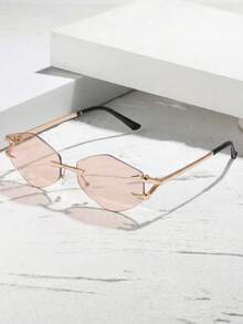 1 Pair Women's Multi-Sided Light Tea Modern Style Sunglasses, Suitable For Family Outings, Elegant Dress, Street Fashion Accessories, Party, Vacation, Fishing, Sports, Outdoor Activities - Golden Light Tea - View 2