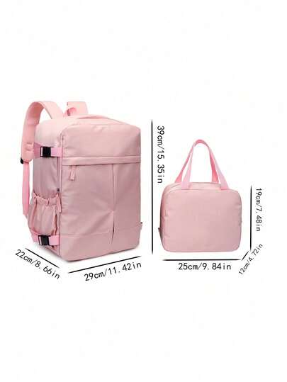 1 Set Mehrzweck-Rucksack-Set mit farbigen, soliden Nylon-Fächern, 180° vollständig öffnend, großer Kapazität, Mehrfachtaschen, Reißverschluss-Verschluss, für Flugreisen & Urlaub, inkl. Aufbewahrungstasche