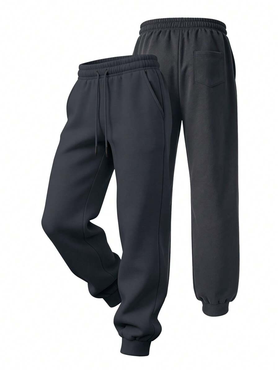 Men's Solid Color Drawstring Jogging Pants, Suitable For Outdoor Sports And Fitness In Any Season, Men's Casual Versatile Drawstring Pants | Boyfriend Gifts, And Easter Gifts. - 深灰色 - 查看 1