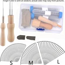 羊毛毡针套装，木柄羊毛毡针包，羊毛毡DIY工艺工具，适用于手工娃娃制作工具套装 - 彩色 - 查看 2