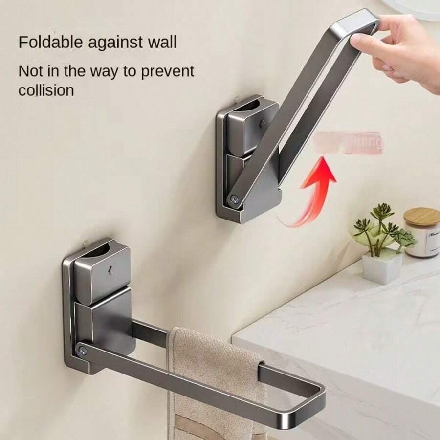 1pc Suction Cup Foldable Towel Rack, Washroom Towel/Jewelry/Headband Organizer Holder, No Drilling Required