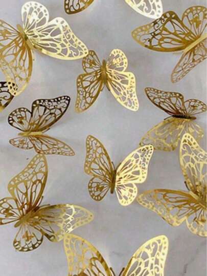 12/48/72 片装镂空 3D 蝴蝶墙贴，蛋糕装饰，婚礼装饰，客厅装饰，家居装饰，蝴蝶贴纸，性别揭晓派对装饰，房间装饰，墙面装饰，定制贴纸。