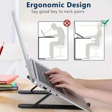 huaxunyuan 全新高品质ABS材质金属支架笔记本电脑支架，稳固防滑，7档可调，便携式可折叠，三人散热支架 - 查看 8