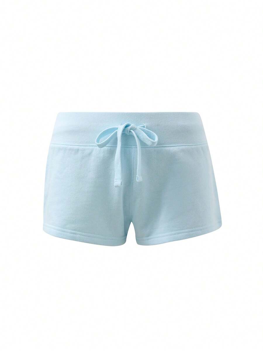 Women's Casual Sweat Shorts High Waisted Drawstring Elastic Waistband Soft Lounge Shorts For Summer  Daily Wear - 藍色 - 查看 1