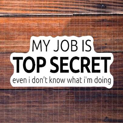 1张3英寸可移除防水户外PVC耐用乙烯基贴纸，趣味十足的“我的工作是最高机密，连我自己都不知道自己在干什么”讽刺办公室梗图，病毒式传播的Z世代职场幽默，展现企业混乱的美感。完美适用于笔记本电脑、手机、水瓶、滑板、头盔、日记本、汽车保险杠、笔记本、宿舍装饰、旅行箱包。是送给13-30岁青少年、男女生、远程工作者的理想礼物。创意装饰贴纸，防水乙烯基材质，适用于任何光滑表面。